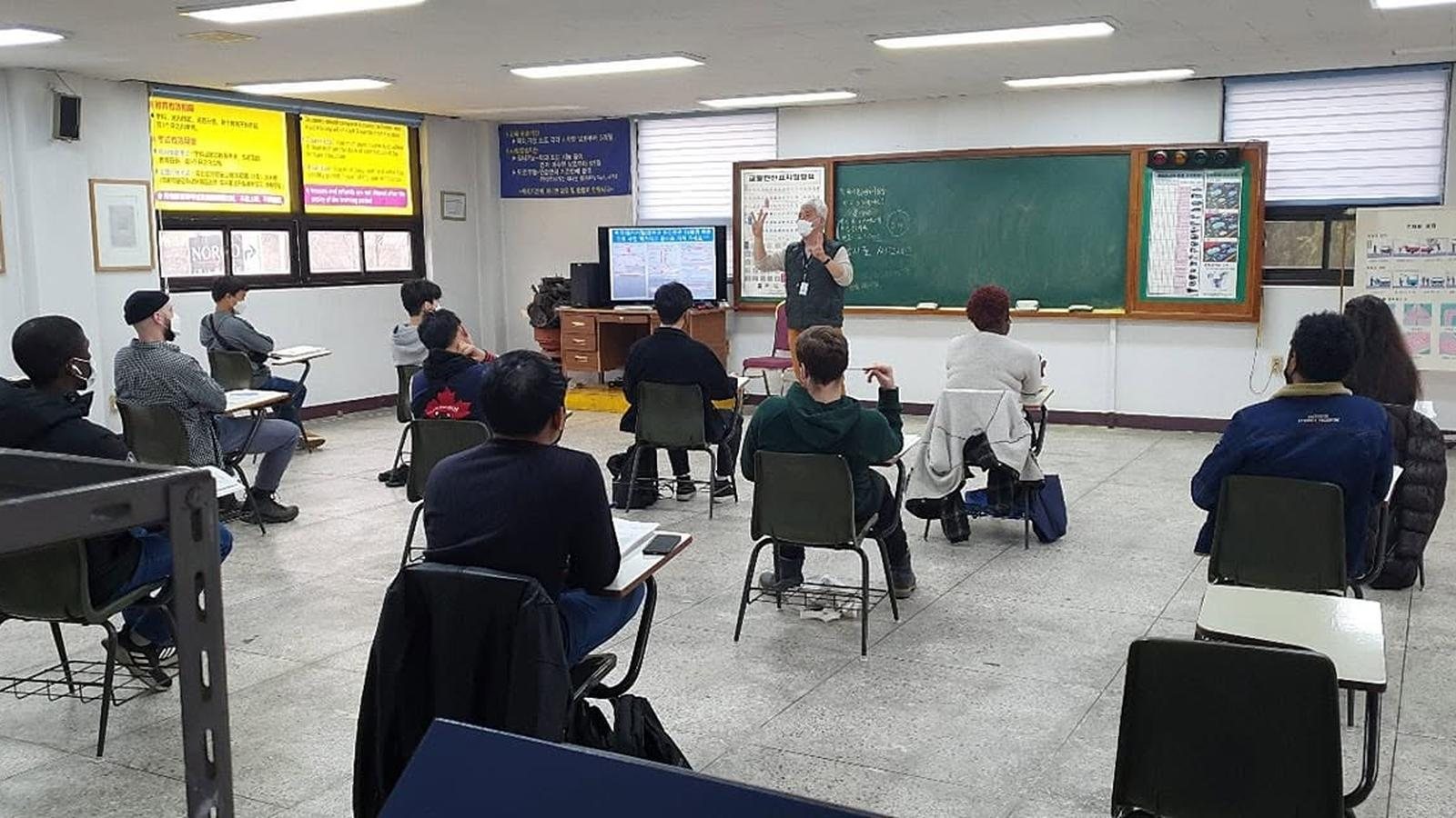 English theory class in progress at Anyang Driving School near Seoul, Korea
