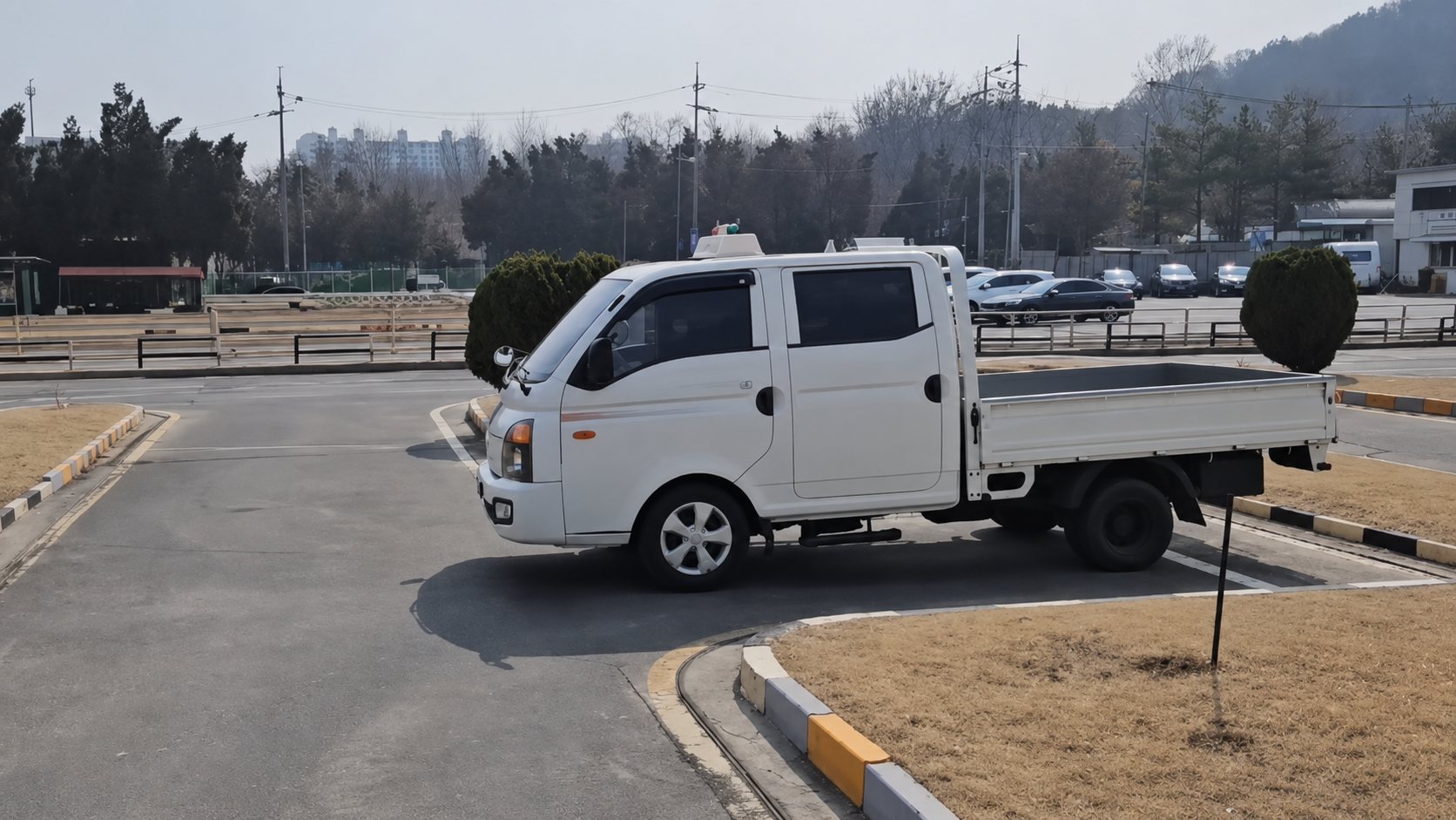 Marked examination course used for the Korean driving skills test